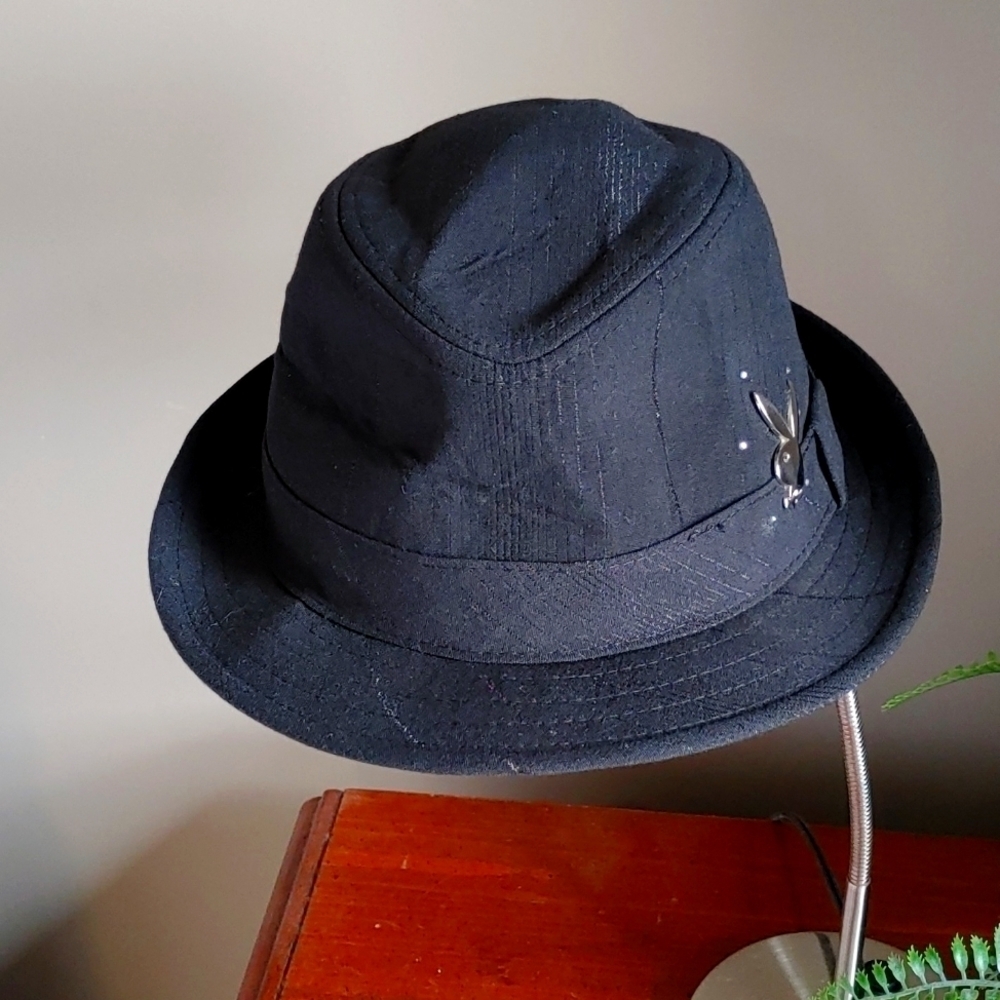 BLACK STRIPED PLAYBOY FEDORA - Picture 3 of 12
